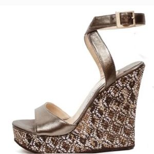 Jimmy Choo Metallic Wedge Sandals 38/7.5